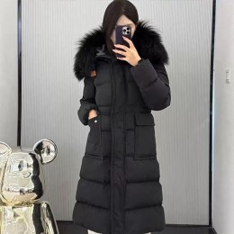 [홍콩명품.MONCLER] 몽클레어 25SS 로고 여성 폭스퍼 후드 구스다운 패딩 코트 자켓 (블랙), BM23849, PG, 레플리카의류,미러급사이트