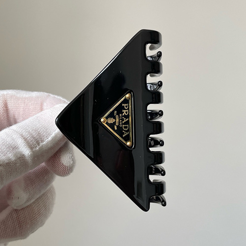 [홍콩명품,PRADA] 프라다 25SS 삼각로고 5.2-8.5cm 머리핀 (블랙), ET3226, JL, 홍콩명품의류,구매대행,온라인명품