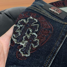 [홍콩명품.Chrome Hearts] 크롬하츠 25SS 로고 크로스 데님 팬츠 진 청바지, BM23934, 레플리카의류,미러급사이트