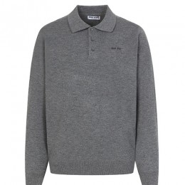 [홍콩명품,MIU MIU] 미우미우 25SS 로고 카라 니트 스웨터 (그레이), BM23964, G5, 레플리카의류,미러급사이트