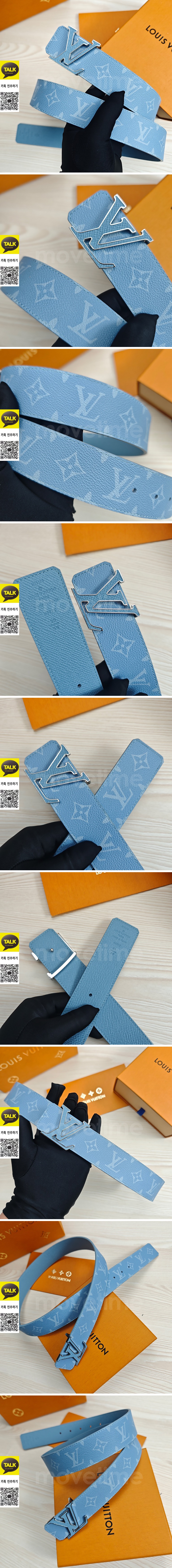 [홍콩명품.LOUIS VUITTON] 루이비통 25SS 로고 모노그램 레더 가죽 벨트 (블루), 4.0cm, BT1486, 명품레플리카,인터넷쇼핑몰,남자명품,해외직구