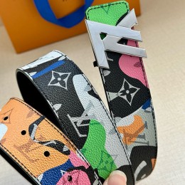 [홍콩명품.LOUIS VUITTON] 루이비통 25SS 로고 LV Portrait 모노그램 레더 가죽 리버서블 벨트 (컬러플-2버클), 4.0cm, BT1504, 명품레플리카,인터넷쇼핑몰,남자명품,해외직구