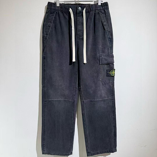 [홍콩명품.Stone Island] 스톤아일랜드 25SS 로고 탈부착 Compass 데님 워싱 팬츠 바지 (블랙), BM23997, X2, 레플리카의류,미러급사이트