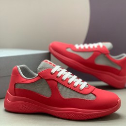 [홍콩명품,PRADA] 프라다 25SS 로고 레더 가죽 스니커즈 운동화 (레드), SE5897, PMD, 명품스니커즈,운동화,구두,로퍼,하이탑,신발