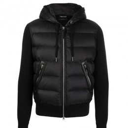 [홍콩명품.TOM FORD] 톰포드 25SS 로고 레이어드 다운 패딩 후드 집업 자켓 (블랙), BM24082, TOM, 레플리카의류,미러급사이트