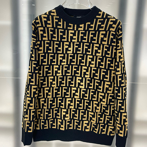 [홍콩명품,FENDI] 펜디 25SS 로고 FF패턴 니트 스웨터 (블랙), BM24176, HH, 레플리카의류,미러급사이트