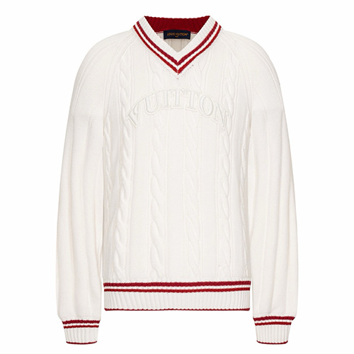 [가격문의][홍콩명품.LOUIS VUITTON] 루이비통 25SS 로고 프레피 V넥 케이블 풀오버 1AIJYR (화이트), BM24257, KK, 레플리카의류,미러급사이트