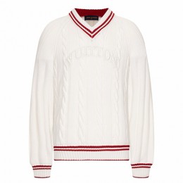 [가격문의][홍콩명품.LOUIS VUITTON] 루이비통 25SS 로고 프레피 V넥 케이블 풀오버 1AIJYR (화이트), BM24257, KK, 레플리카의류,미러급사이트