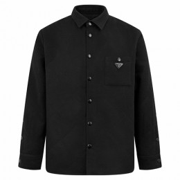 [홍콩명품,PRADA] 프라다 25SS 삼각로고 퀄팅 솜패딩 셔츠 자켓 (블랙), BM24291, JL, 레플리카의류,미러급사이트