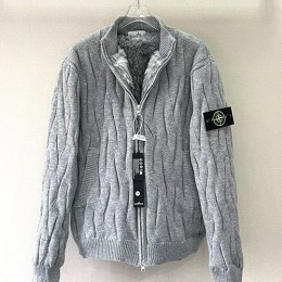 [홍콩명품.Stone Island] 스톤아일랜드 26SS 로고 탈부착 터틀넥 퍼 니트 가디건 집업 자켓 (그레이), BM24305, YOU, 레플리카의류,미러급사이트
