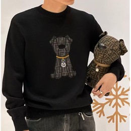 [홍콩명품,FENDI] 펜디 26SS 로고 그래픽 니트 스웨터 (블랙), BM24307, JL, 레플리카의류,미러급사이트